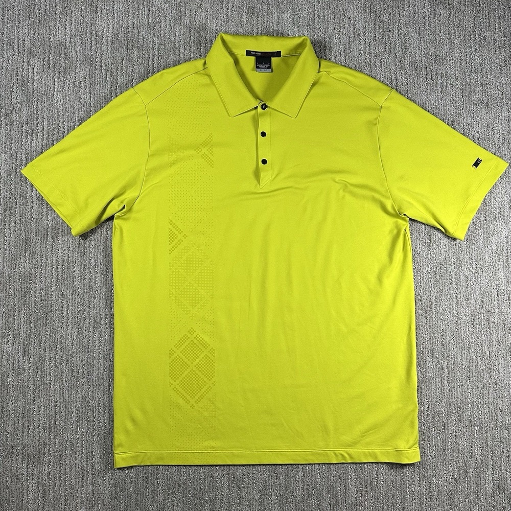 Nike Dri-Fit Tiger Woods Men's Yellow Polo Golf Shirt Size Large TW Collection